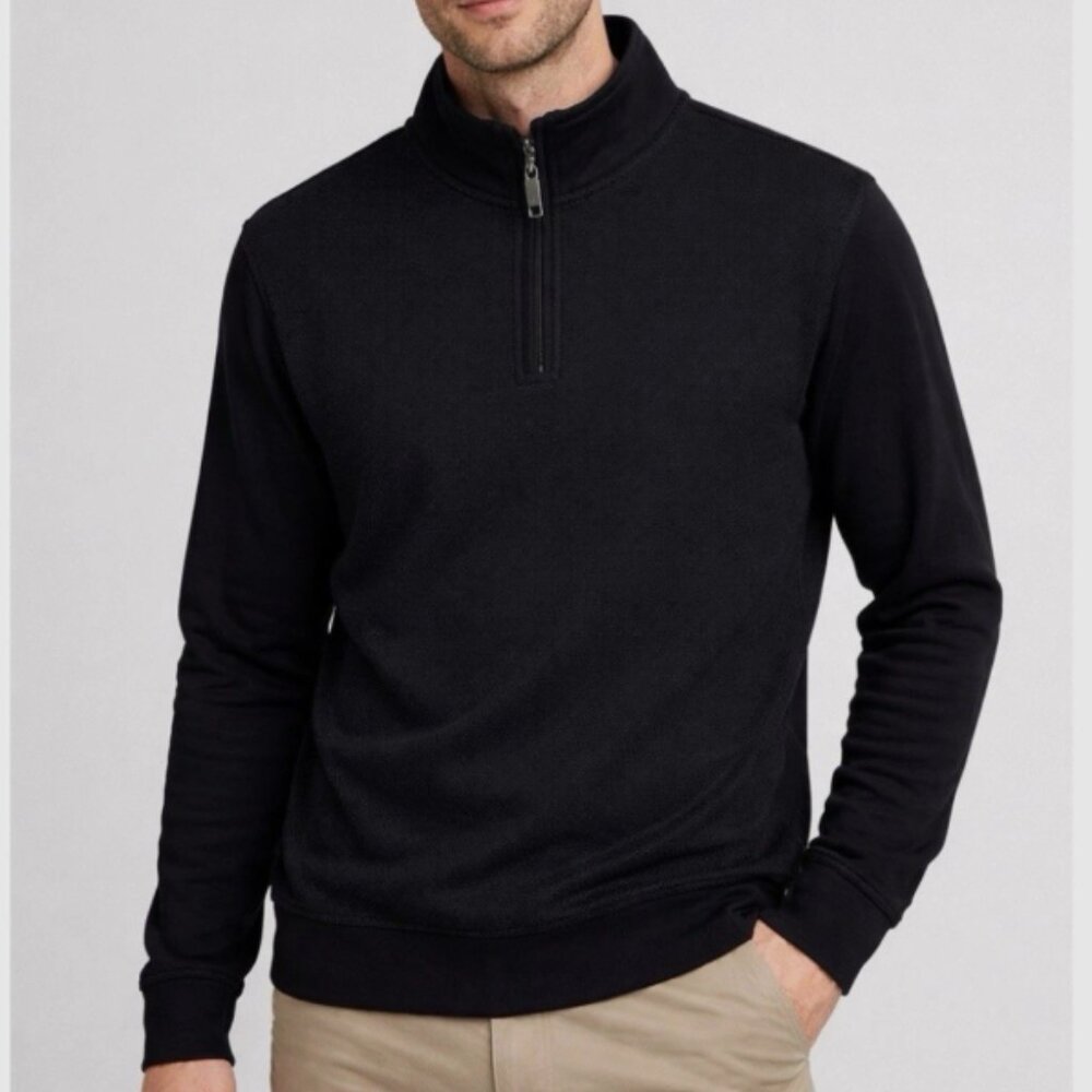 Ted Baker black Textured 1/4 Quarter Zip Pullover Sweater Black Size XL